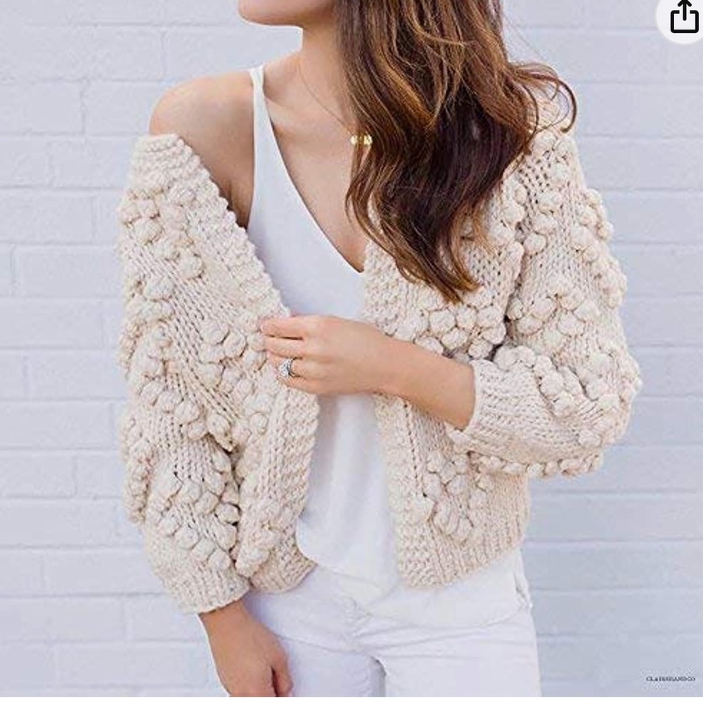 Hand Knit Open Front Cardigan